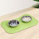 Maxbell Dog Food Mat Placemat Feeding Mat Non Spill Waterproof Pad for Cat Dish Tray Green