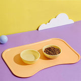 Maxbell Dog Food Mat Placemat Feeding Mat Non Spill Waterproof Pad for Cat Dish Tray Yellow