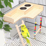 Maxbell Pet Bird Parrot Playground Wooden Ladder Toy Interactive Platform Accessory