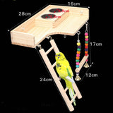 Maxbell Pet Bird Parrot Playground Wooden Ladder Toy Interactive Platform Accessory