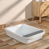 Maxbell Semi Closed Cat Litter Box Deep Toilet Kitty Litter Pan Litter Tray 48x37x20cm White