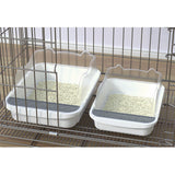 Maxbell Semi Closed Cat Litter Box Deep Toilet Kitty Litter Pan Litter Tray 48x37x20cm White