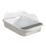 Maxbell Semi Closed Cat Litter Box Deep Toilet Kitty Litter Pan Litter Tray 48x37x20cm White