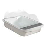 Maxbell Semi Closed Cat Litter Box Deep Toilet Kitty Litter Pan Litter Tray 48x37x20cm White