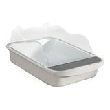 Maxbell Semi Closed Cat Litter Box Deep Toilet Kitty Litter Pan Litter Tray 48x37x20cm White