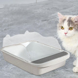 Maxbell Semi Closed Cat Litter Box Deep Toilet Kitty Litter Pan Litter Tray 48x37x20cm White