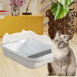 Maxbell Semi Closed Cat Litter Box Deep Toilet Kitty Litter Pan Litter Tray 48x37x20cm White