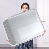 Maxbell Semi Closed Cat Litter Box Deep Toilet Kitty Litter Pan Litter Tray 48x37x20cm White