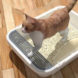 Maxbell Semi Closed Cat Litter Box Deep Toilet Kitty Litter Pan Litter Tray 48x37x20cm White