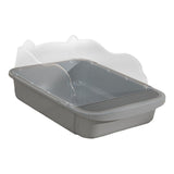 Maxbell Semi Closed Cat Litter Box Deep Toilet Kitty Litter Pan Litter Tray 48x37x20cm Gray