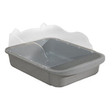 Maxbell Semi Closed Cat Litter Box Deep Toilet Kitty Litter Pan Litter Tray 48x37x20cm Gray
