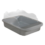 Maxbell Semi Closed Cat Litter Box Deep Toilet Kitty Litter Pan Litter Tray 48x37x20cm Gray