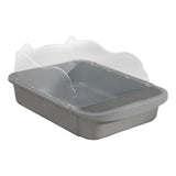 Maxbell Semi Closed Cat Litter Box Deep Toilet Kitty Litter Pan Litter Tray 48x37x20cm Gray
