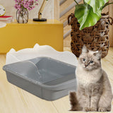 Maxbell Semi Closed Cat Litter Box Deep Toilet Kitty Litter Pan Litter Tray 48x37x20cm Gray