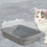 Maxbell Semi Closed Cat Litter Box Deep Toilet Kitty Litter Pan Litter Tray 48x37x20cm Gray