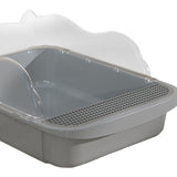 Maxbell Semi Closed Cat Litter Box Deep Toilet Kitty Litter Pan Litter Tray 48x37x20cm Gray