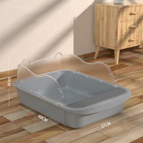 Maxbell Semi Closed Cat Litter Box Deep Toilet Kitty Litter Pan Litter Tray 48x37x20cm Gray