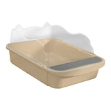 Maxbell Semi Closed Cat Litter Box Deep Toilet Kitty Litter Pan Litter Tray 43x28x18cm Khaki