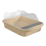 Maxbell Semi Closed Cat Litter Box Deep Toilet Kitty Litter Pan Litter Tray 48x37x20cm Khaki
