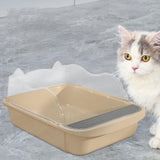 Maxbell Semi Closed Cat Litter Box Deep Toilet Kitty Litter Pan Litter Tray 48x37x20cm Khaki