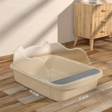 Maxbell Semi Closed Cat Litter Box Deep Toilet Kitty Litter Pan Litter Tray 48x37x20cm Khaki