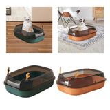 Maxbell Cat Litter Box Portable Cat Sandbox Pet Litter Tray High Sided Splashproof Green