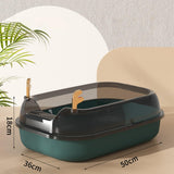 Maxbell Cat Litter Box Portable Cat Sandbox Pet Litter Tray High Sided Splashproof Green