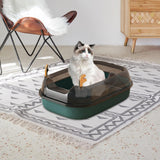 Maxbell Cat Litter Box Portable Cat Sandbox Pet Litter Tray High Sided Splashproof Green