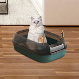 Maxbell Cat Litter Box Portable Cat Sandbox Pet Litter Tray High Sided Splashproof Green