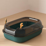 Maxbell Cat Litter Box Portable Cat Sandbox Pet Litter Tray High Sided Splashproof Green