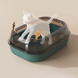 Maxbell Cat Litter Box Portable Cat Sandbox Pet Litter Tray High Sided Splashproof Green