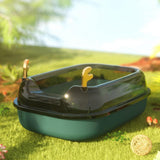 Maxbell Cat Litter Box Portable Cat Sandbox Pet Litter Tray High Sided Splashproof Green