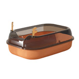 Maxbell Cat Litter Box Portable Cat Sandbox Pet Litter Tray High Sided Splashproof Orange