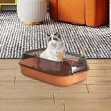 Maxbell Cat Litter Box Portable Cat Sandbox Pet Litter Tray High Sided Splashproof Orange