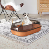 Maxbell Cat Litter Box Portable Cat Sandbox Pet Litter Tray High Sided Splashproof Orange