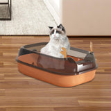 Maxbell Cat Litter Box Portable Cat Sandbox Pet Litter Tray High Sided Splashproof Orange