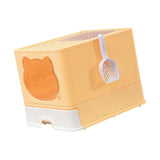 Maxbell Large Cat Litter Box Collapsible Drawer Type Front Door and Top Exit Durable Yellow