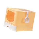Maxbell Large Cat Litter Box Collapsible Drawer Type Front Door and Top Exit Durable Yellow