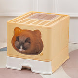 Maxbell Large Cat Litter Box Collapsible Drawer Type Front Door and Top Exit Durable Yellow