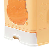 Maxbell Large Cat Litter Box Collapsible Drawer Type Front Door and Top Exit Durable Yellow