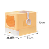 Maxbell Large Cat Litter Box Collapsible Drawer Type Front Door and Top Exit Durable Yellow