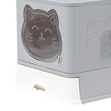 Maxbell Large Cat Litter Box Collapsible Drawer Type Front Door and Top Exit Durable Grey