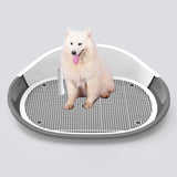 Maxbell Dog Toilet with Urinary Column Dog Litter Tray Mesh Grids Potty Trainer Gray