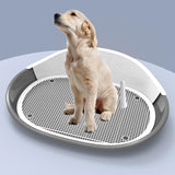 Maxbell Dog Toilet with Urinary Column Dog Litter Tray Mesh Grids Potty Trainer Gray