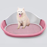 Maxbell Dog Toilet with Urinary Column Dog Litter Tray Mesh Grids Potty Trainer Pink