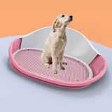 Maxbell Dog Toilet with Urinary Column Dog Litter Tray Mesh Grids Potty Trainer Pink