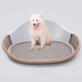 Maxbell Dog Toilet with Urinary Column Dog Litter Tray Mesh Grids Potty Trainer Coffee