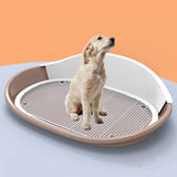 Maxbell Dog Toilet with Urinary Column Dog Litter Tray Mesh Grids Potty Trainer Coffee
