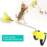 Maxbell Cat Feather Toys Interactive Cat Toys Tool for Training Indoor Practice Yellow