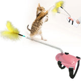 Maxbell Cat Feather Toys Interactive Cat Toys Tool for Training Indoor Practice Red